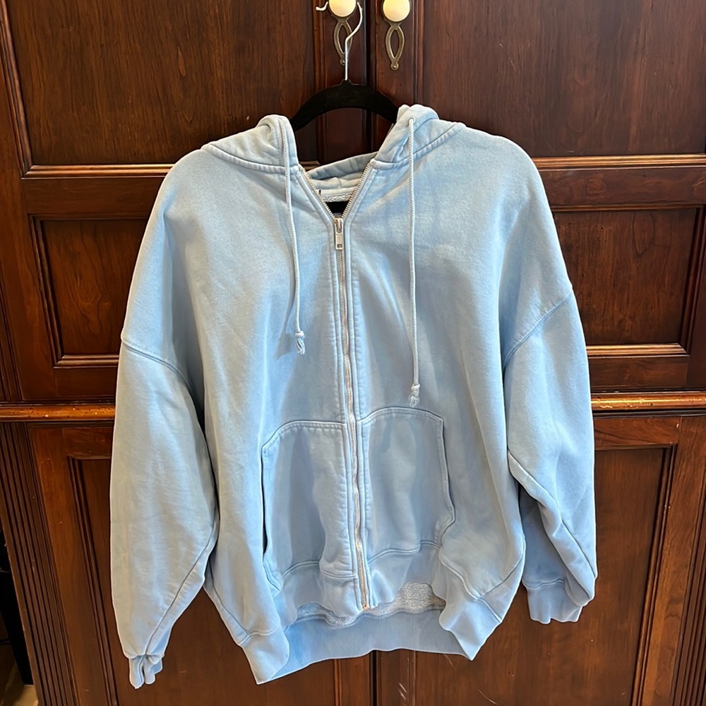 Brandy Melville blue oversized zip up hoodie